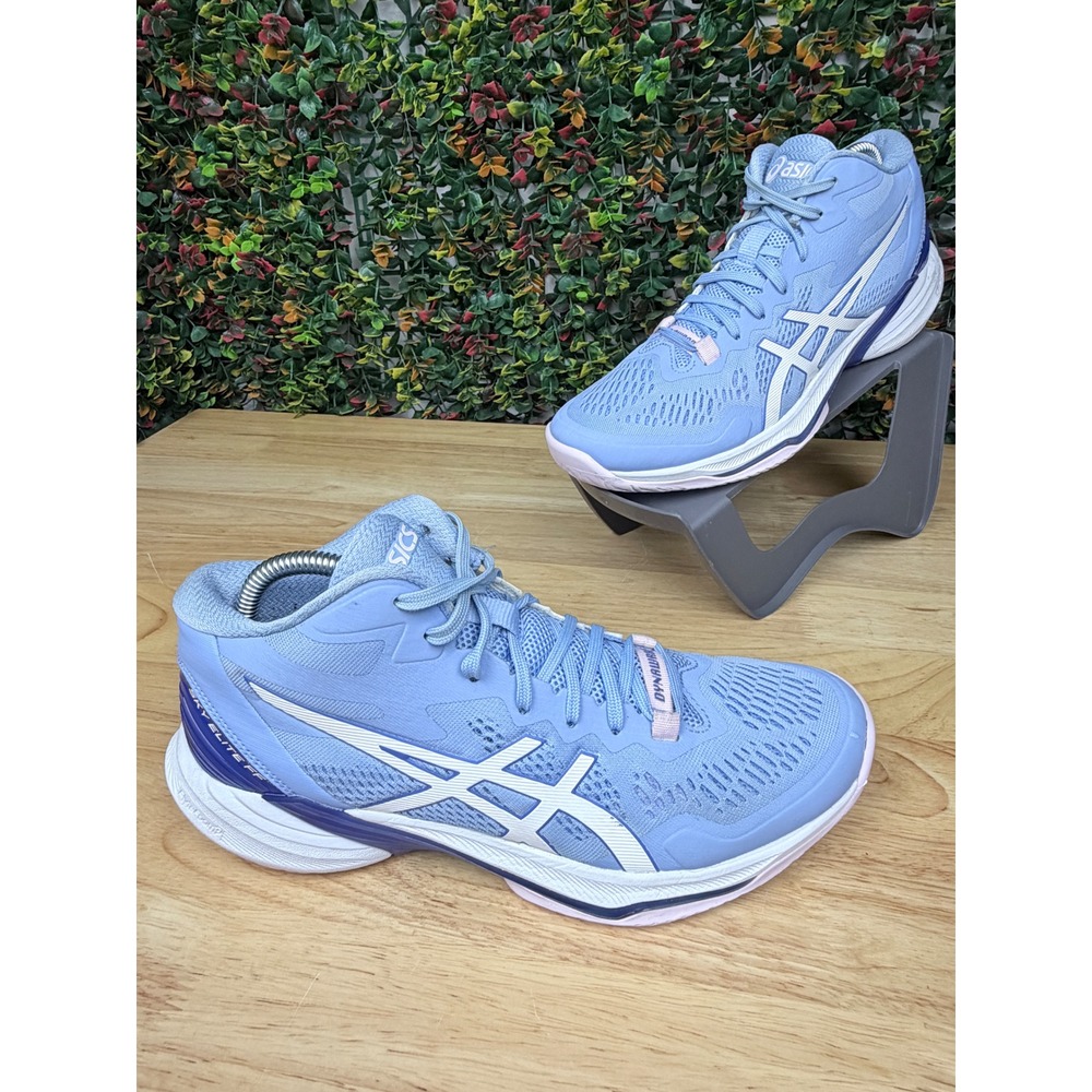 ASICS Sky Elite FF 2 Womens 9.5 Volleyball Shoes Sky Blue White 1052A054 Mid Top